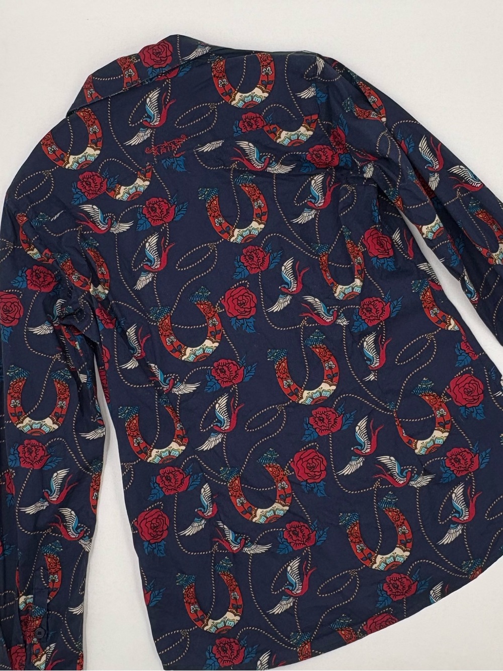 Ariat REAL Kirby Stretch Shirt M Ropey Rose Print Western Horseshoe Floral - Picture 5 of 16